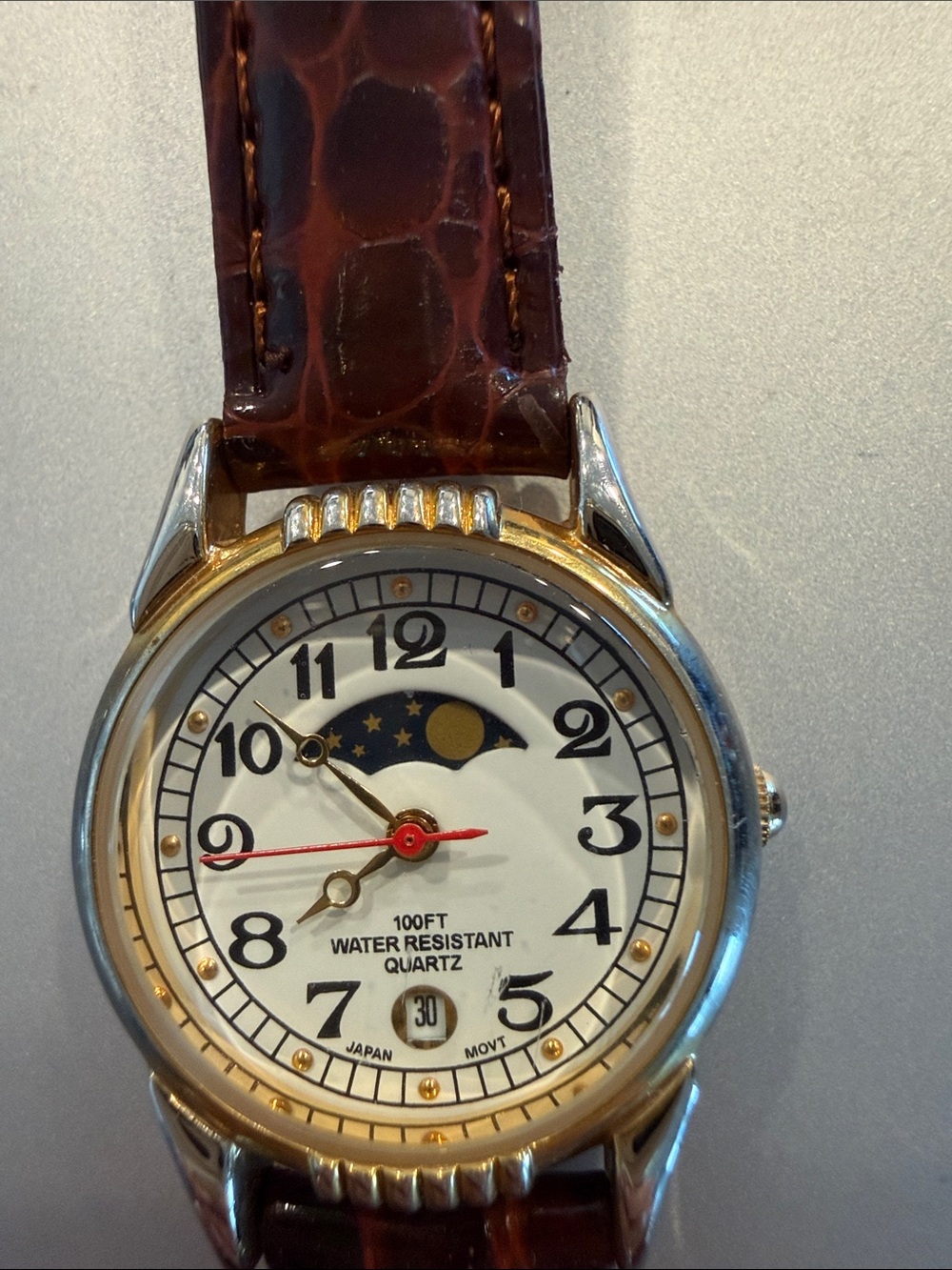 Classic Women's Moonphase Watch with Brown Leather Strap - Picture 4 of 4